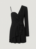 Robe Saint Laurent par Anthony Vaccarello – asymétrique, noire, taille 38