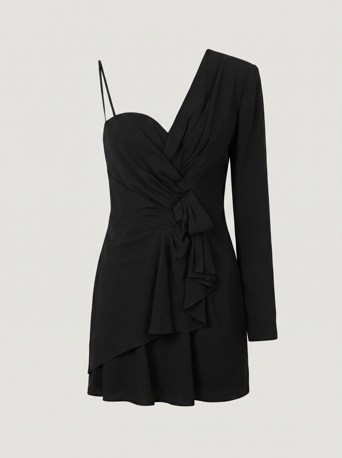Robe Saint Laurent par Anthony Vaccarello – asymétrique, noire, taille 38