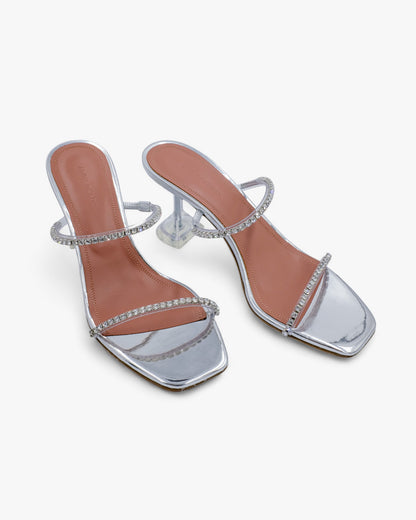 Amina Muaddi Gilda 70 Glass Sandals size 37