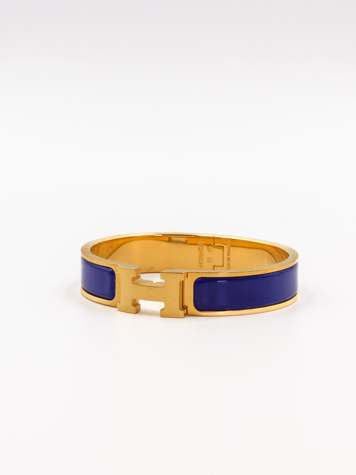 Hermès Clic H złota bransoletka w kolorze Electric Blue Hermès