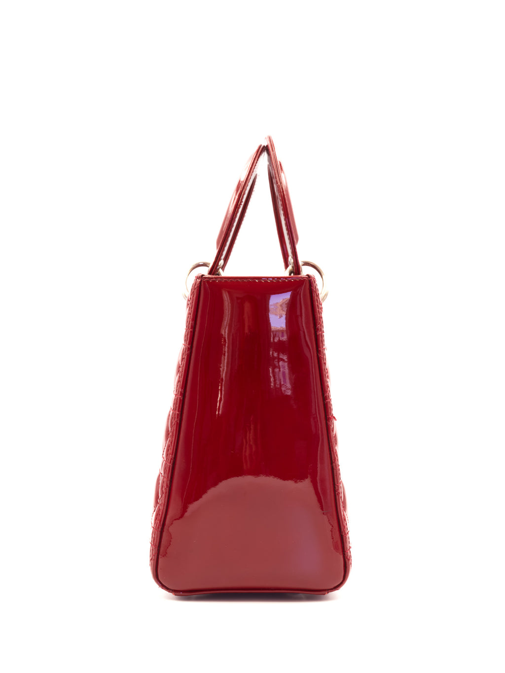 Lady Dior Medium Red Patent Cannage Calfskin Bag