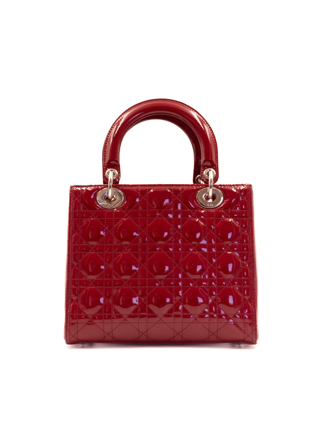 Lady Dior Medium Red Patent Cannage Calfskin Bag