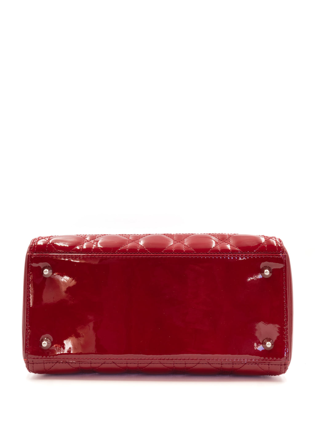 Lady Dior Medium Red Patent Cannage Calfskin Bag