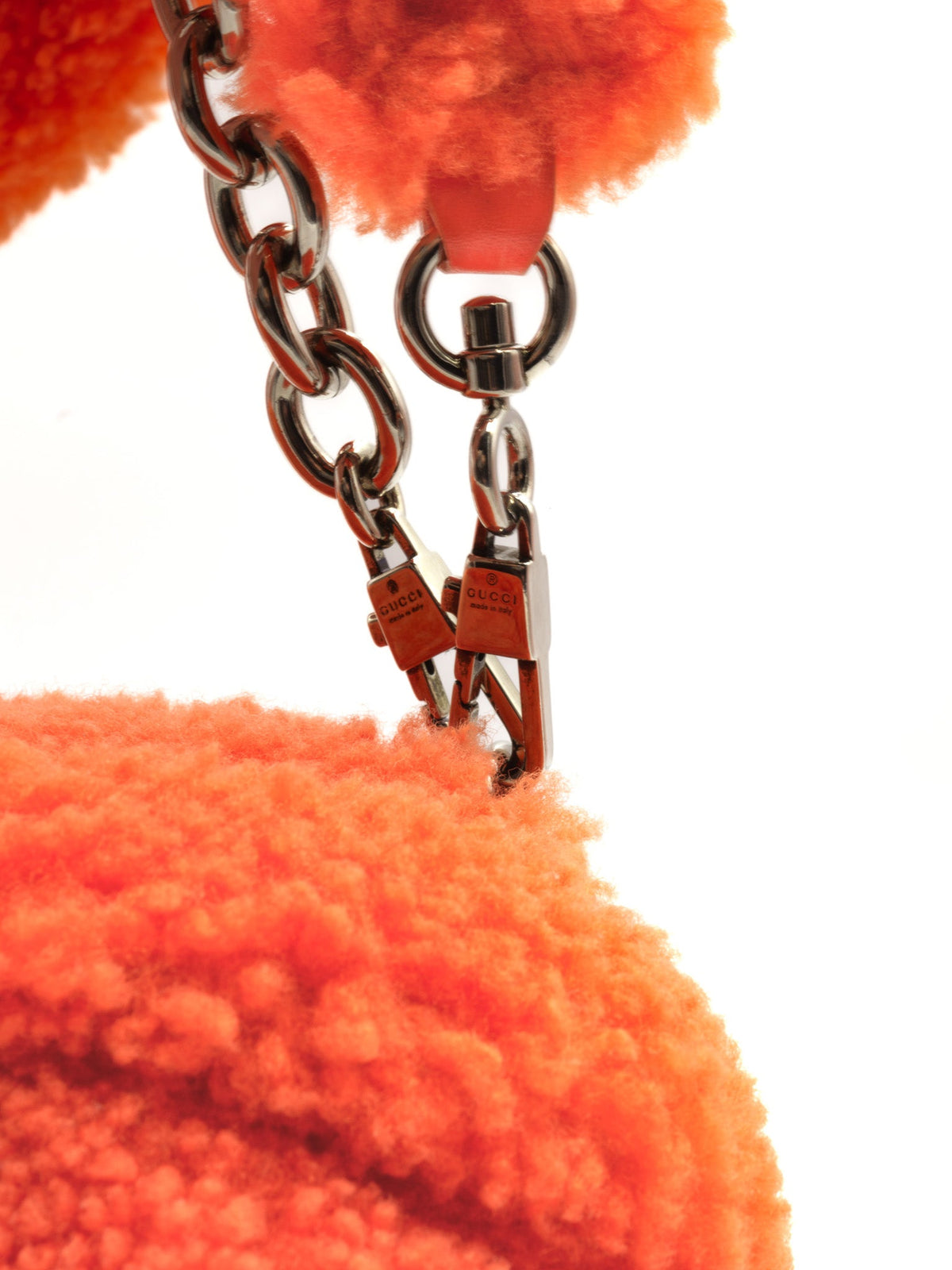 Torebka Gucci Horsebit Chain z pomarańczowej wełny merino Gucci
