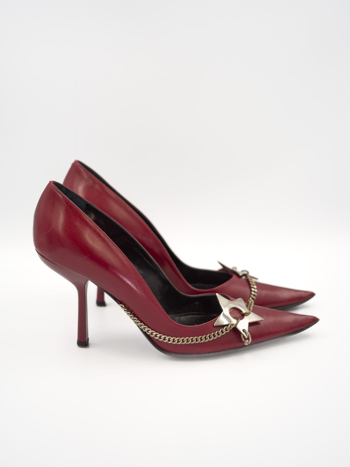 Dior Hardcore bordowe czółenka z zawieszką-gwiazdą John Galliano SS2004 (37) Dior