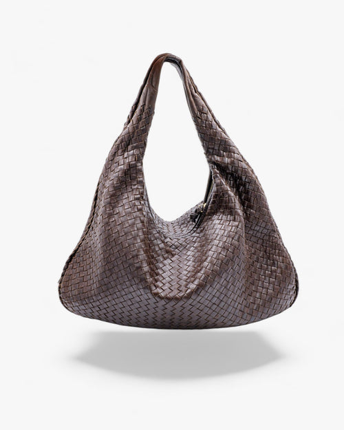Bottega Veneta Intrecciato Hobo Large Brązowa Bottega Veneta