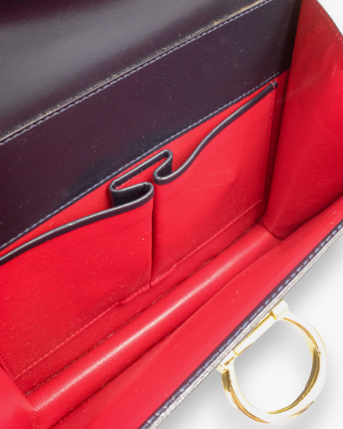 Céline Gancini Double Flap Vintage Granatowa Céline