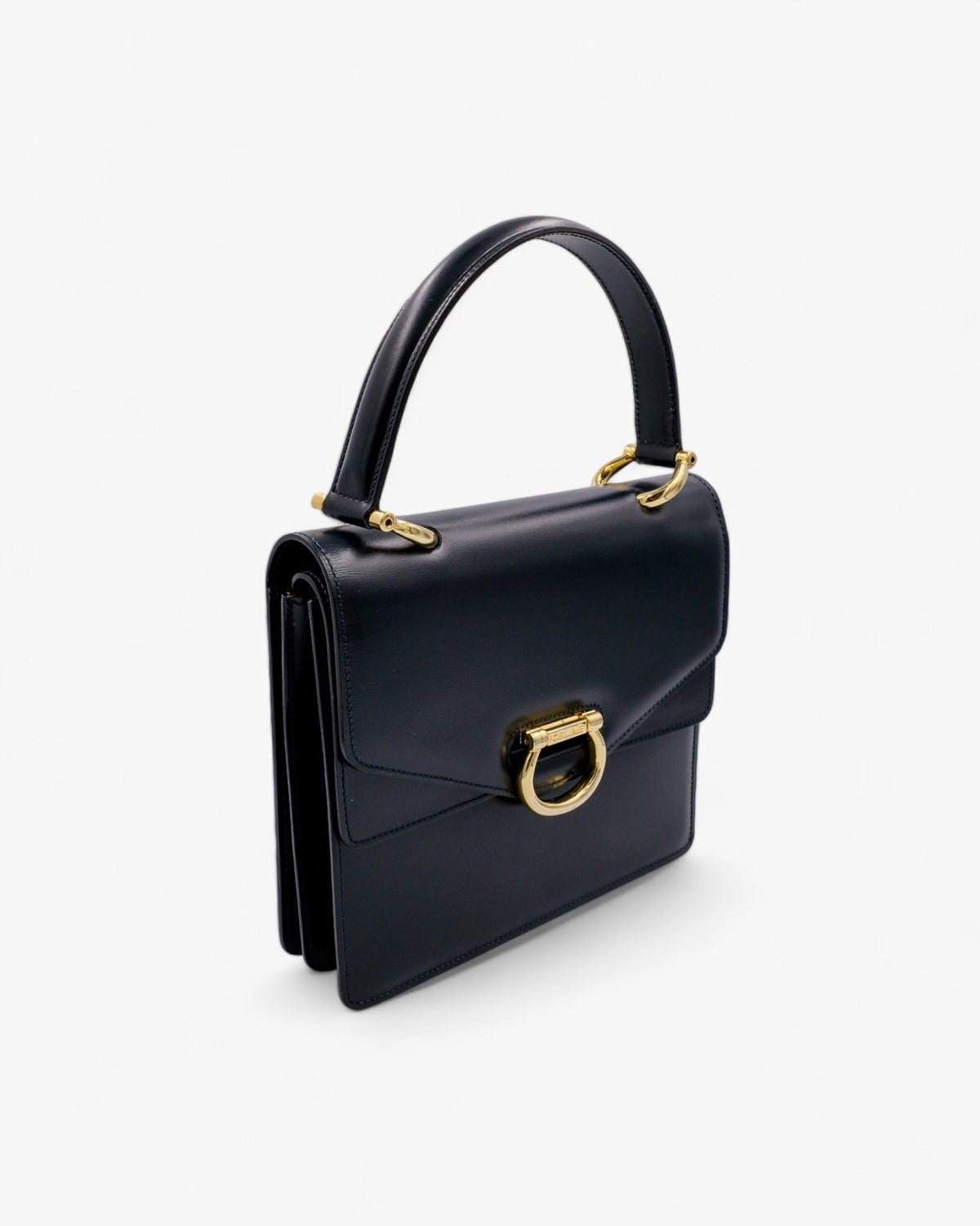 Céline Gancini Double Flap Vintage Granatowa Céline