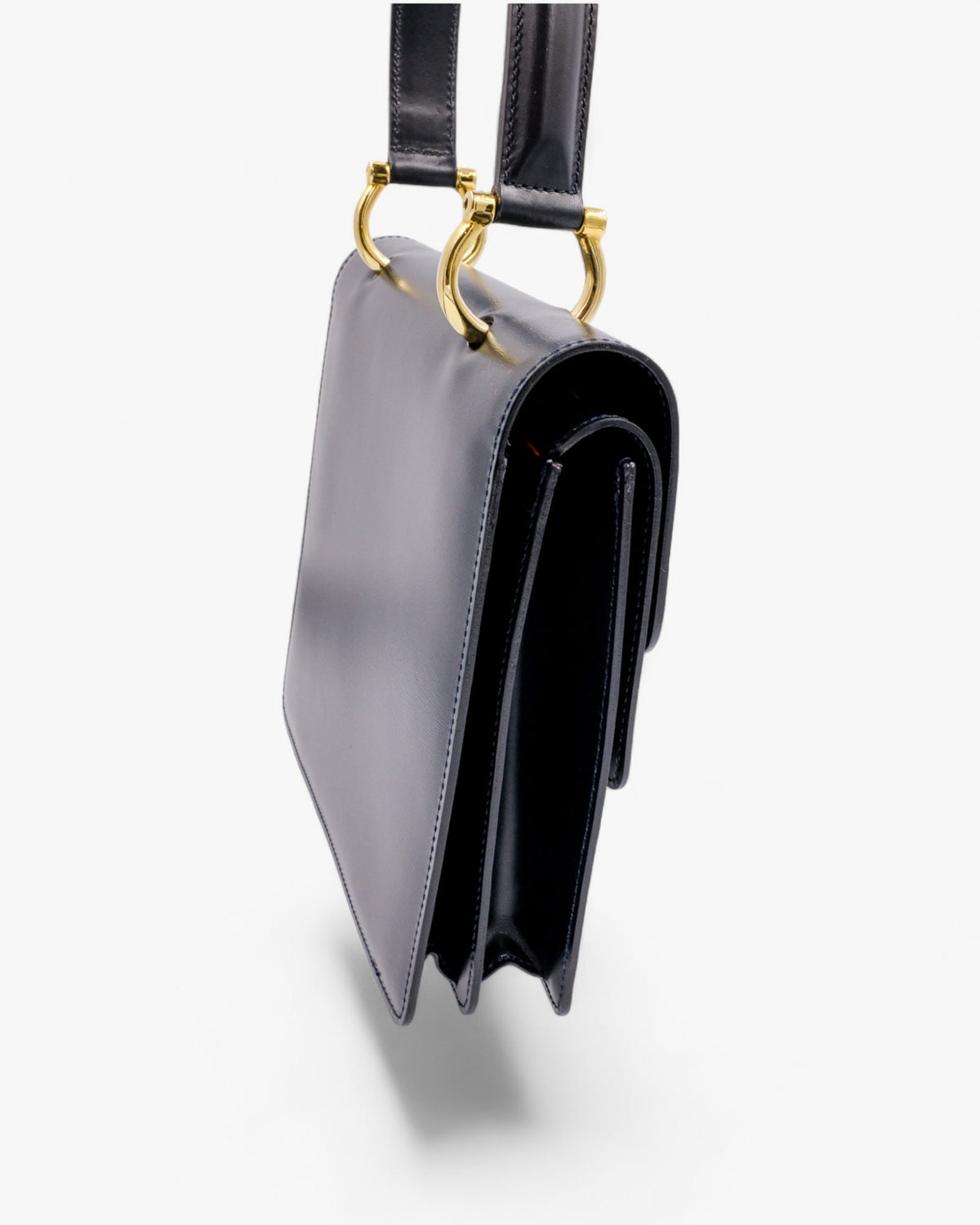 Céline Gancini Double Flap Vintage Granatowa Céline