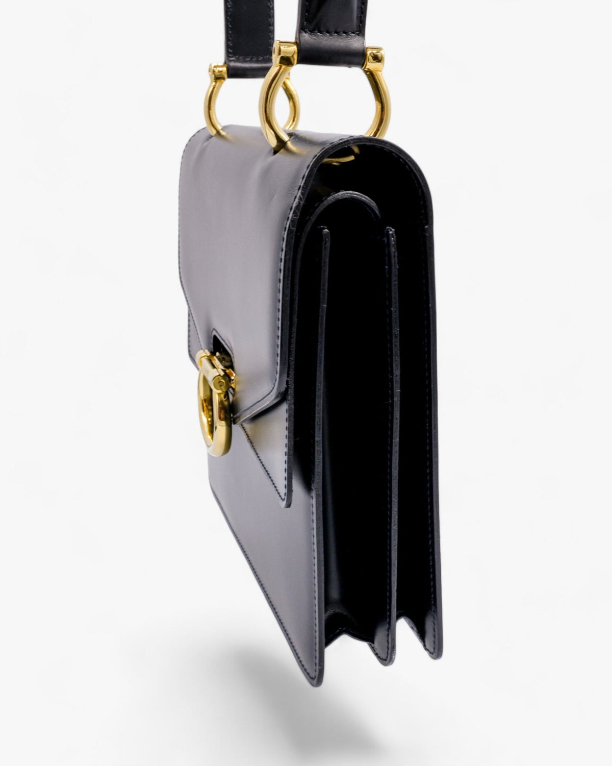Céline Gancini Double Flap Vintage Granatowa Céline