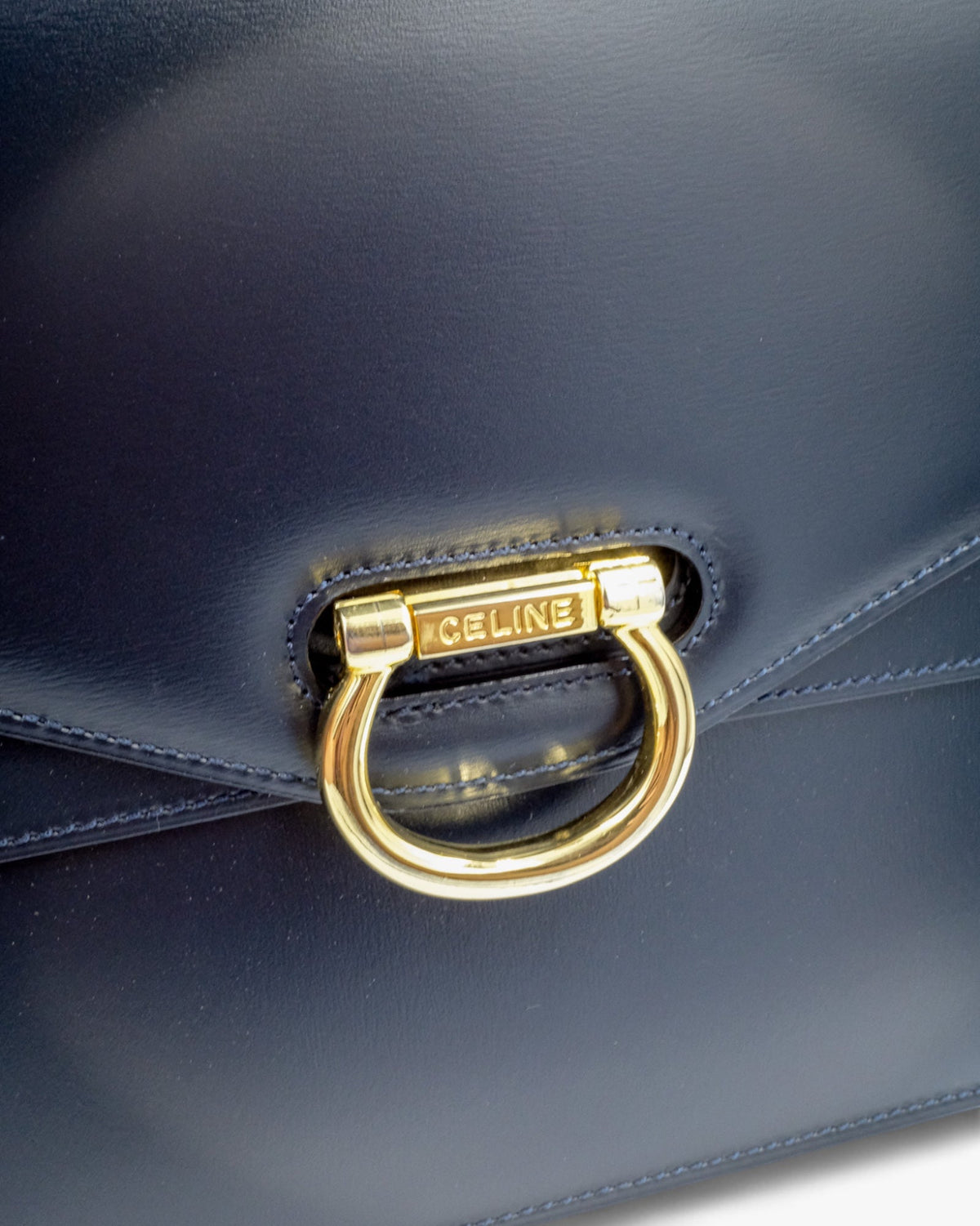 Céline Gancini Double Flap Vintage Granatowa Céline