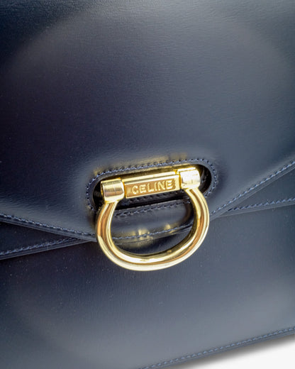 Céline Double Flap Vintage Granatowa