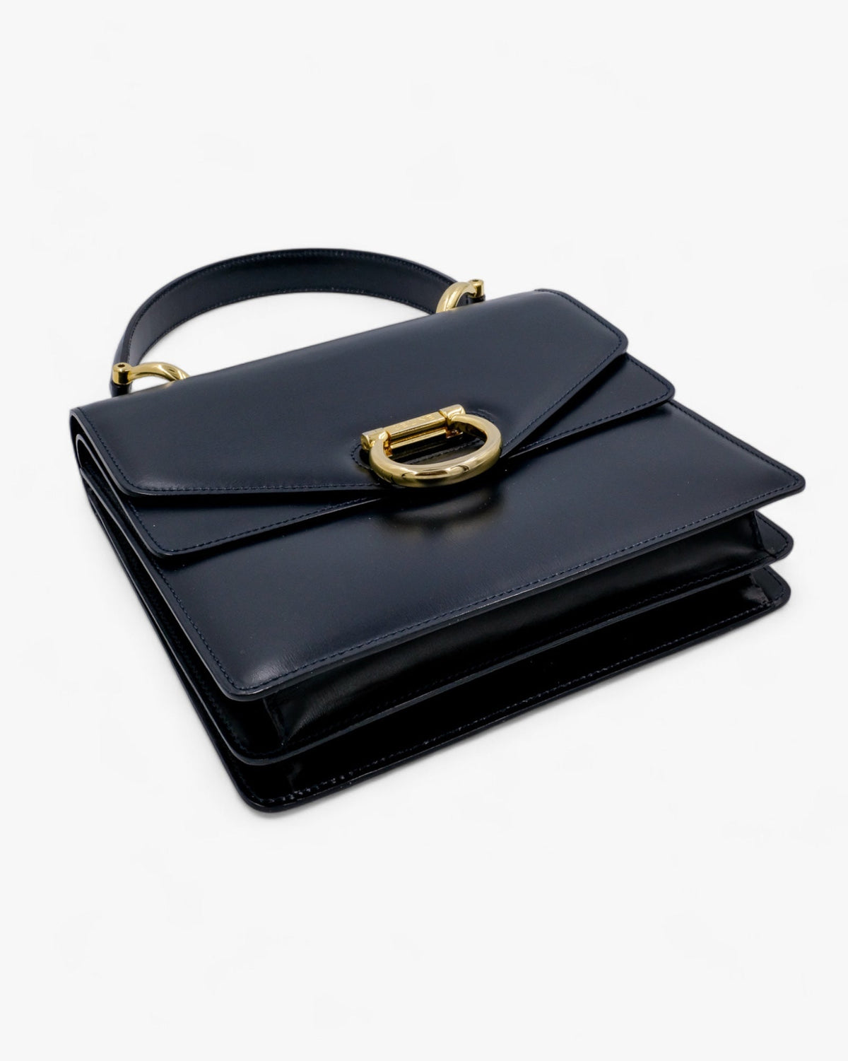Céline Gancini Double Flap Vintage Granatowa Céline