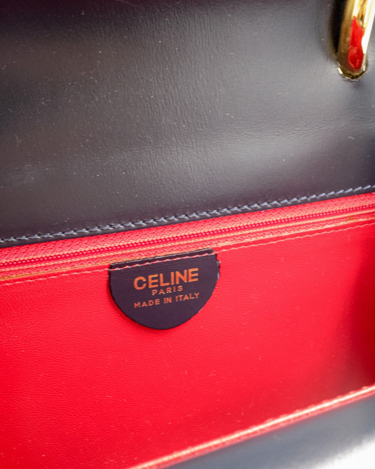 Céline Gancini Double Flap Vintage Granatowa Céline
