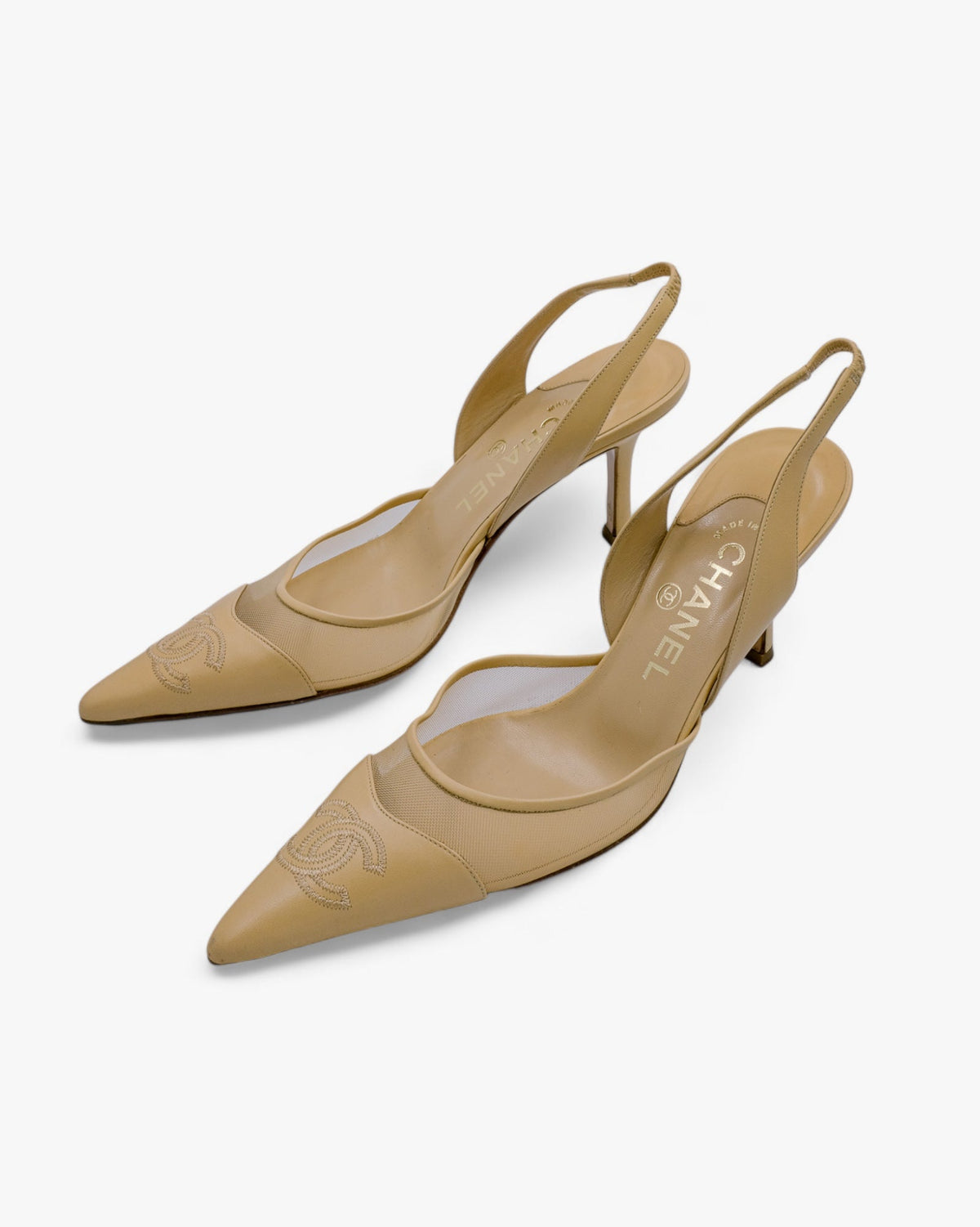 Chanel Mesh Beige Slingback rozmiar 38,5 Chanel