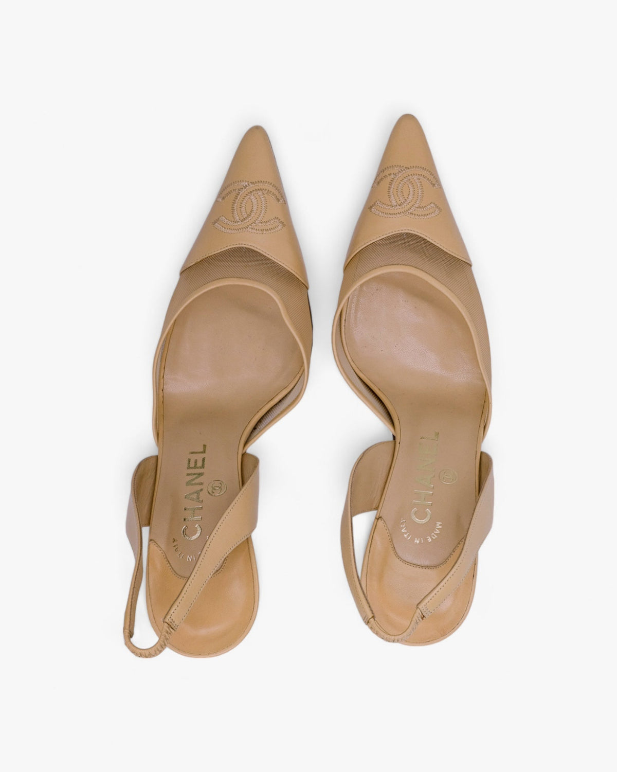 Chanel Mesh Beige Slingback rozmiar 38,5 Chanel