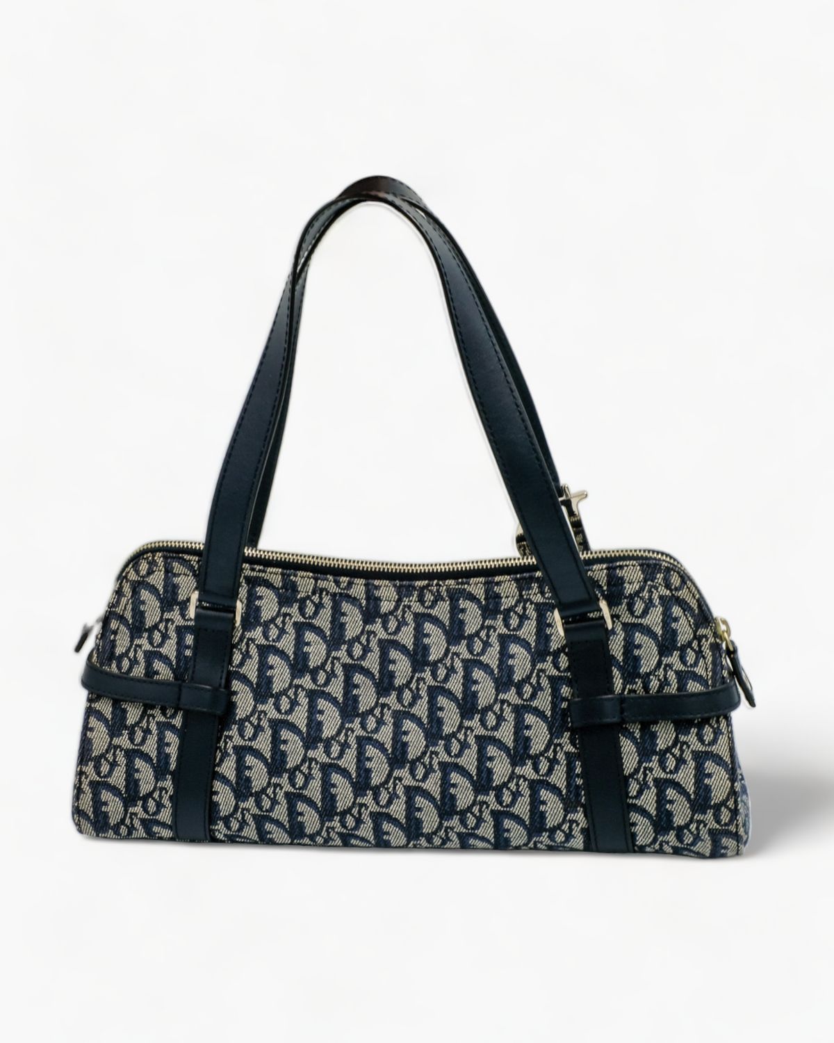 Dior Navy Oblique Trotter Logo Charm Boston Dior
