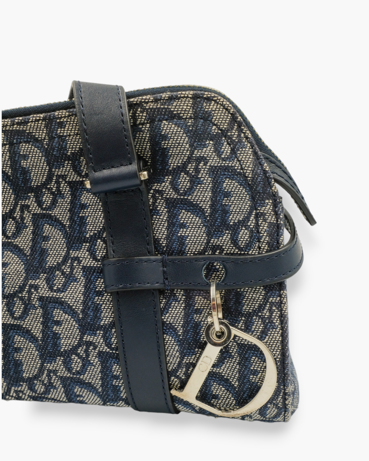 Dior Navy Oblique Trotter Logo Charm Boston Dior
