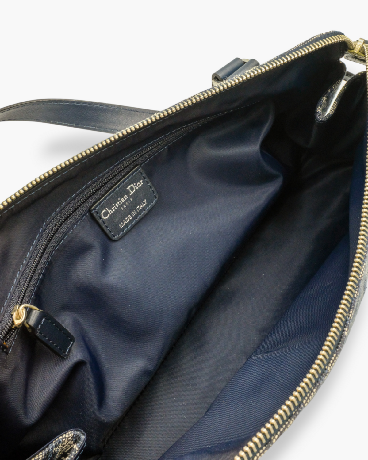 Dior Navy Oblique Trotter Logo Charm Boston Dior