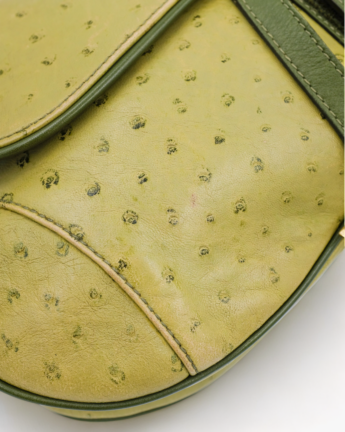 Dior Saddle Bag Green Ostrich Leather Dior