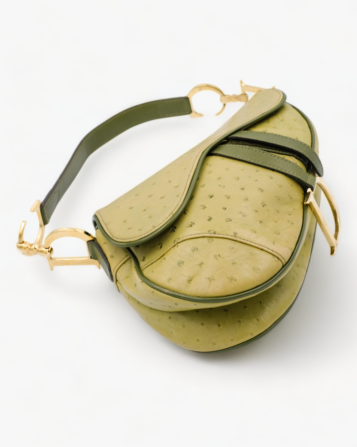 Dior Saddle Bag Green Ostrich Leather Dior