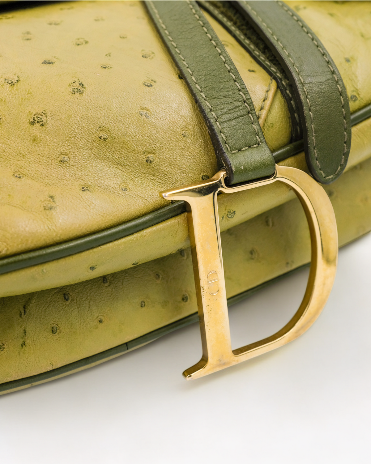 Dior Saddle Bag Green Ostrich Leather Dior