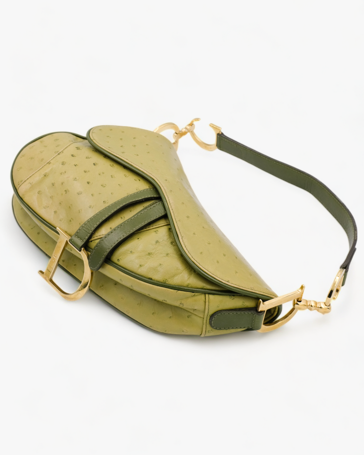 Dior Saddle Bag Green Ostrich Leather Dior
