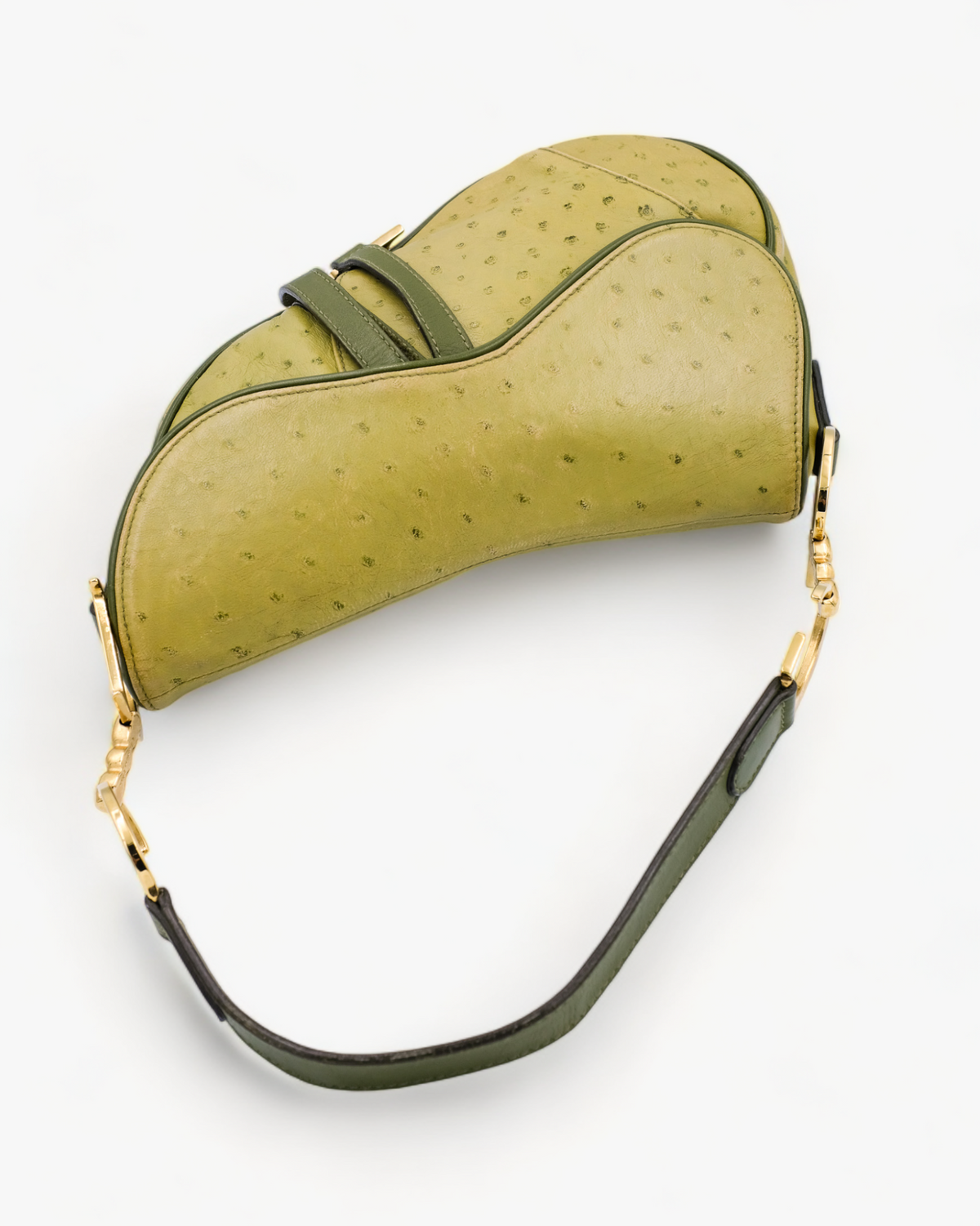 Dior Saddle Bag Green Ostrich Leather Dior