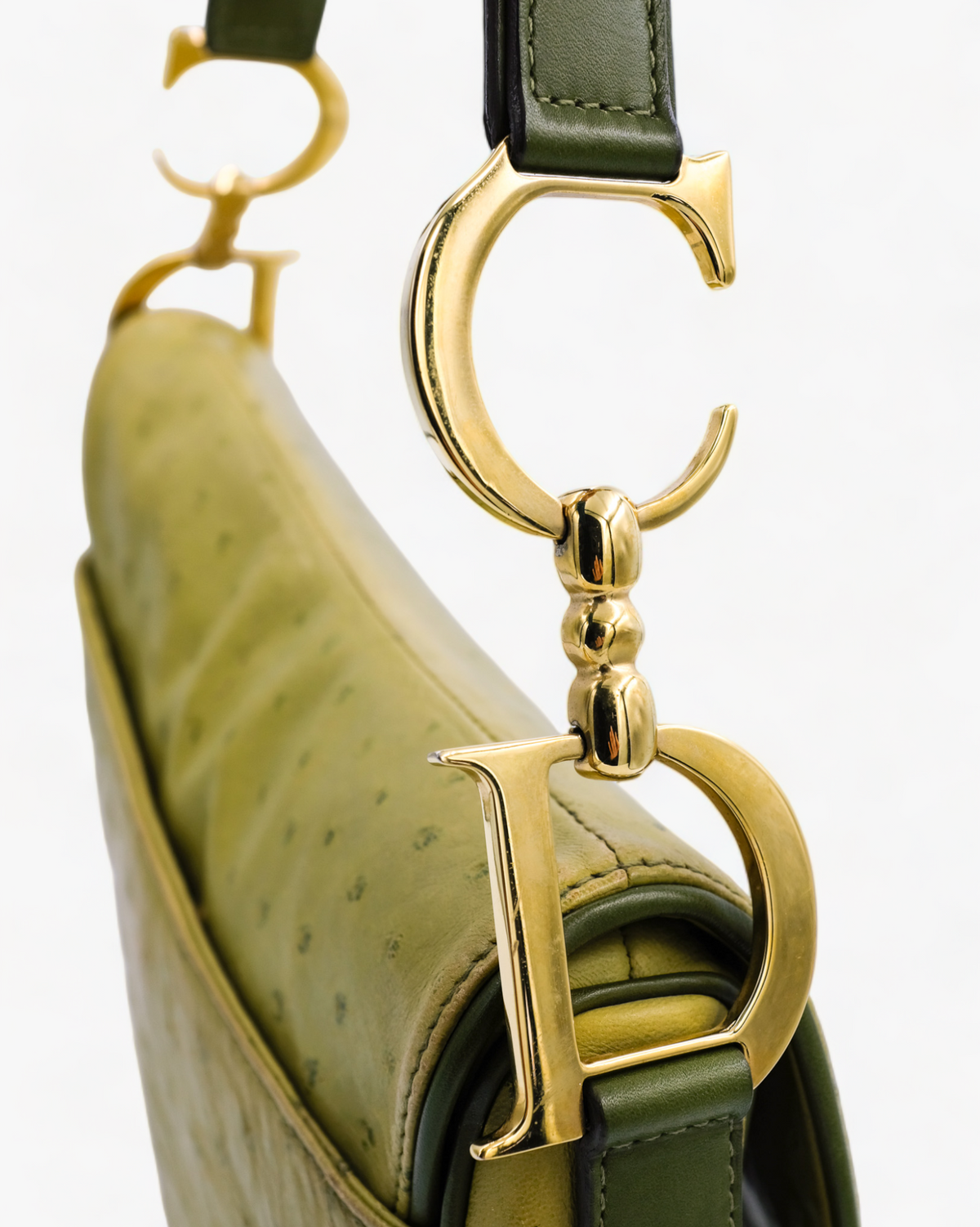 Dior Saddle Bag Green Ostrich Leather Dior