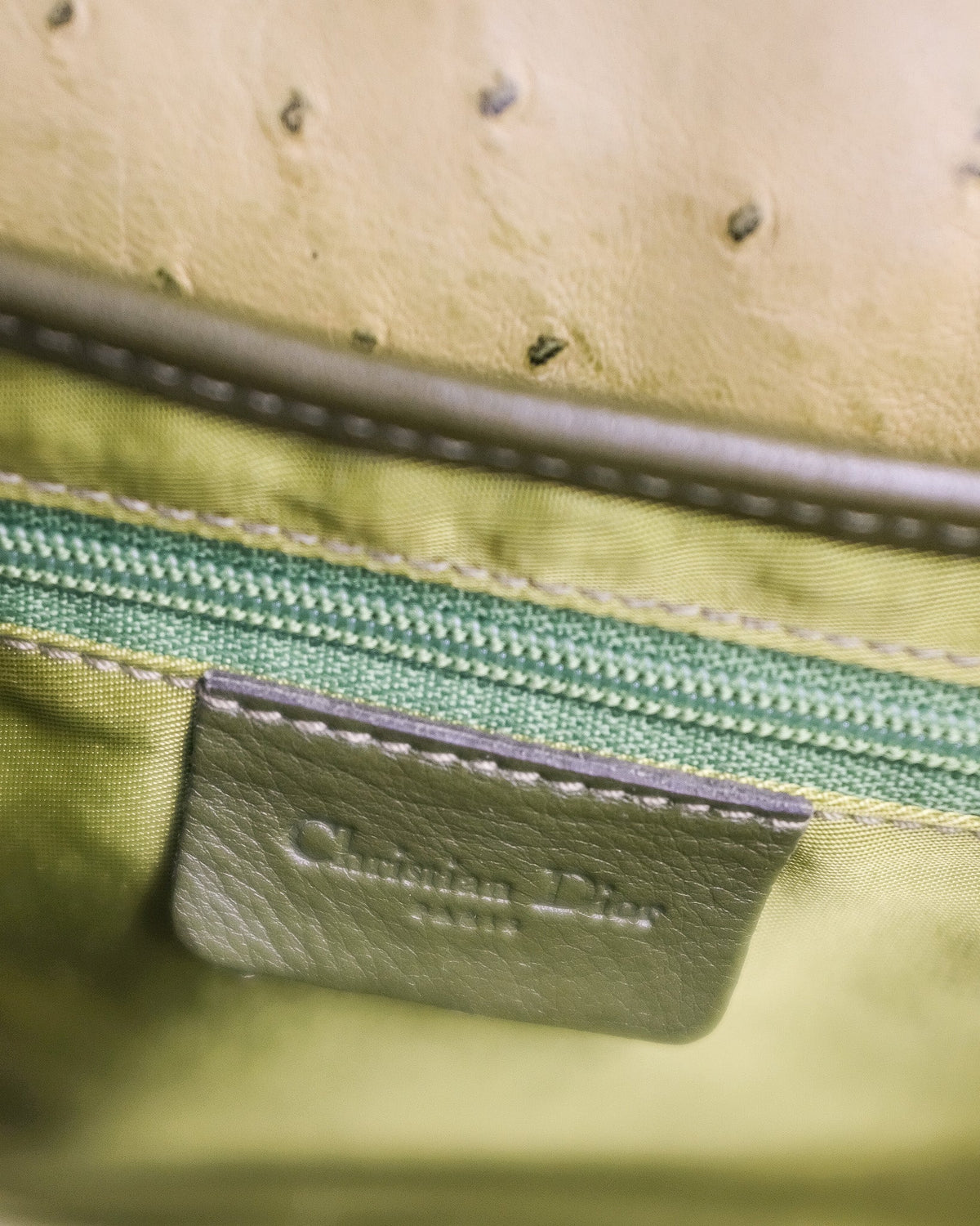Dior Saddle Bag Green Ostrich Leather Dior