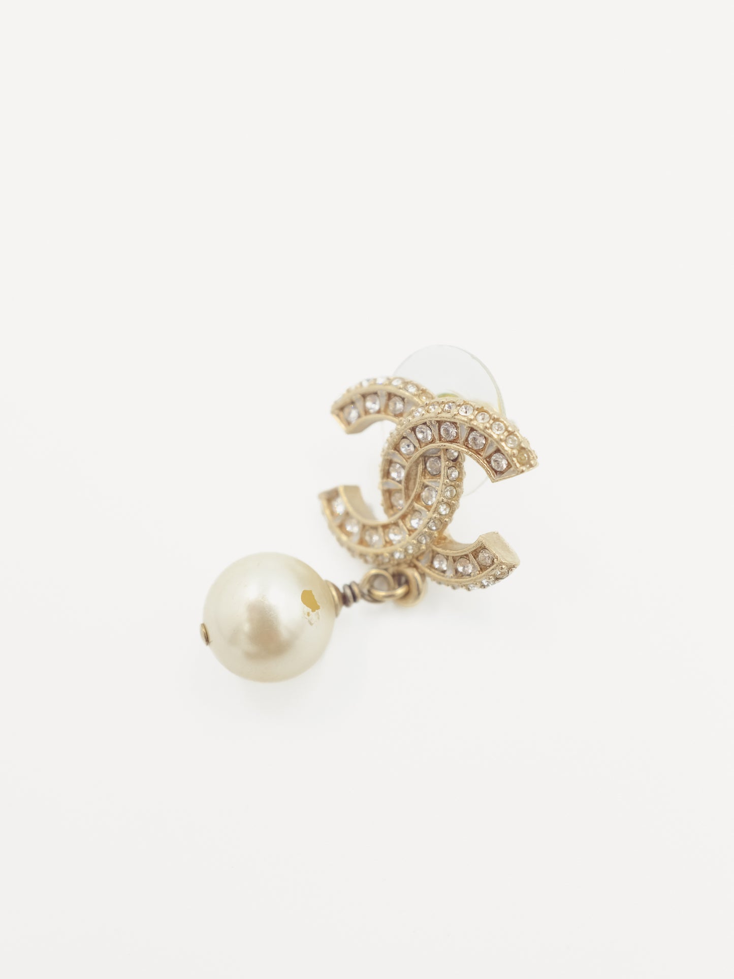 Chanel CC Crystal Pearl Earrings