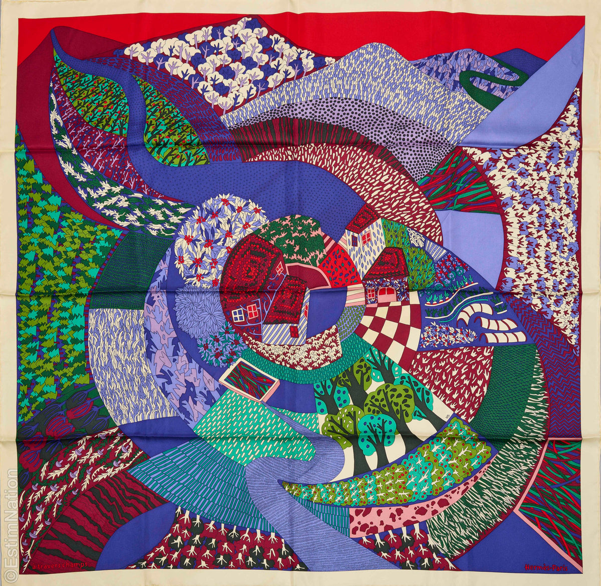 Chusta Hermès À Travers Champs, edycja limitowana 2018, 90 cm