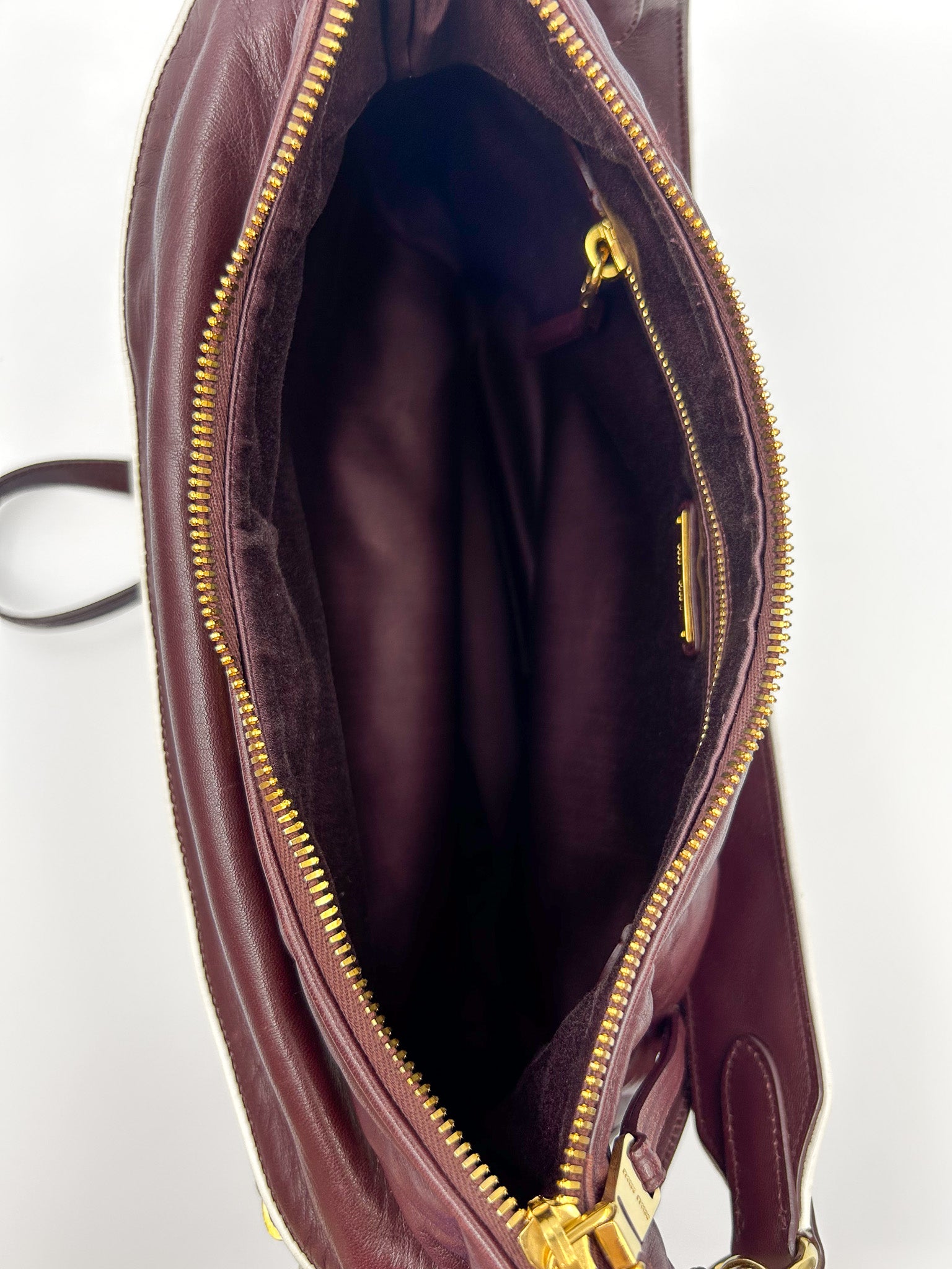 Torebka Miu Miu Nappa Matelasse Rider Shoulder śliwkowa i różowa