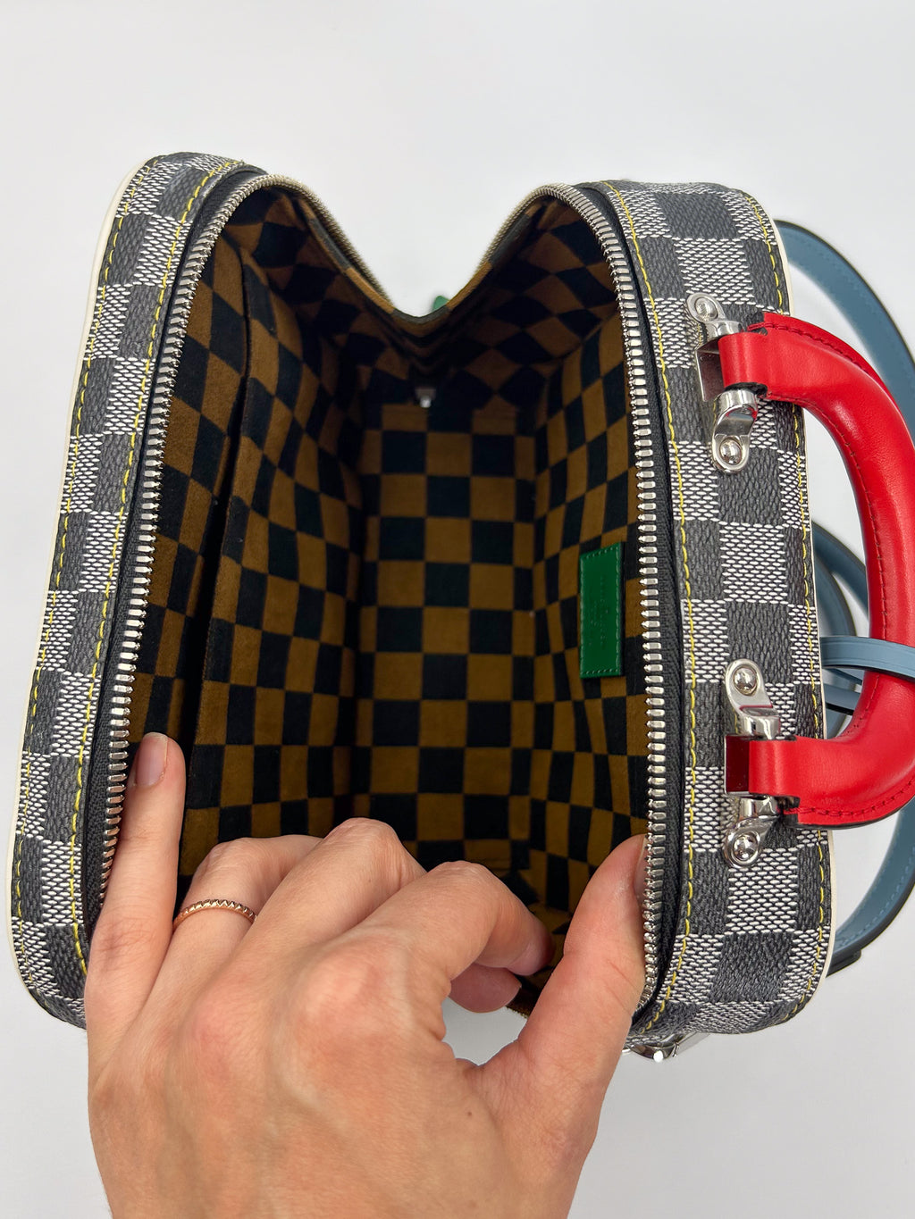 Louis Vuitton Damier Colors Valisette BB Black White interior